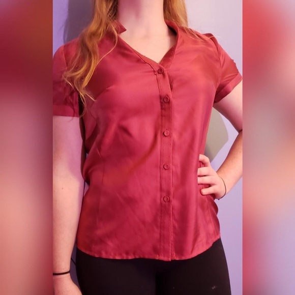 Ann Taylor Loft Satin Button Up Blouse - Picture 2 of 7